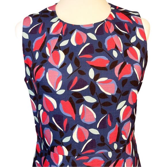 Anne Klein Dress Size 4 Blue Colorful Pattern Sleeveless Sheath Style Lined - Picture 3 of 10